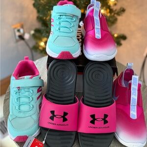 New, 3 Pair Girl’s Shoes, Size 2- Saucony, Nike, Under Armour